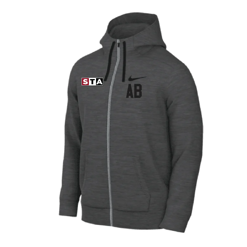 Graphic Print Hoodie for Creative Look-STA Coaches Nike Fleece Full-Zip Hoodie Grey