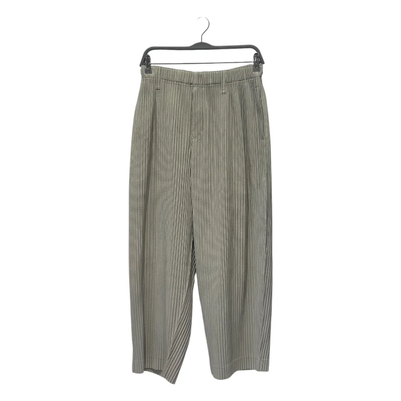 Stylish Leather Pants for Bold Fashion-HOMME PLISSE ISSEY MIYAKE/Pants/1/Polyester/GRY/Pleated