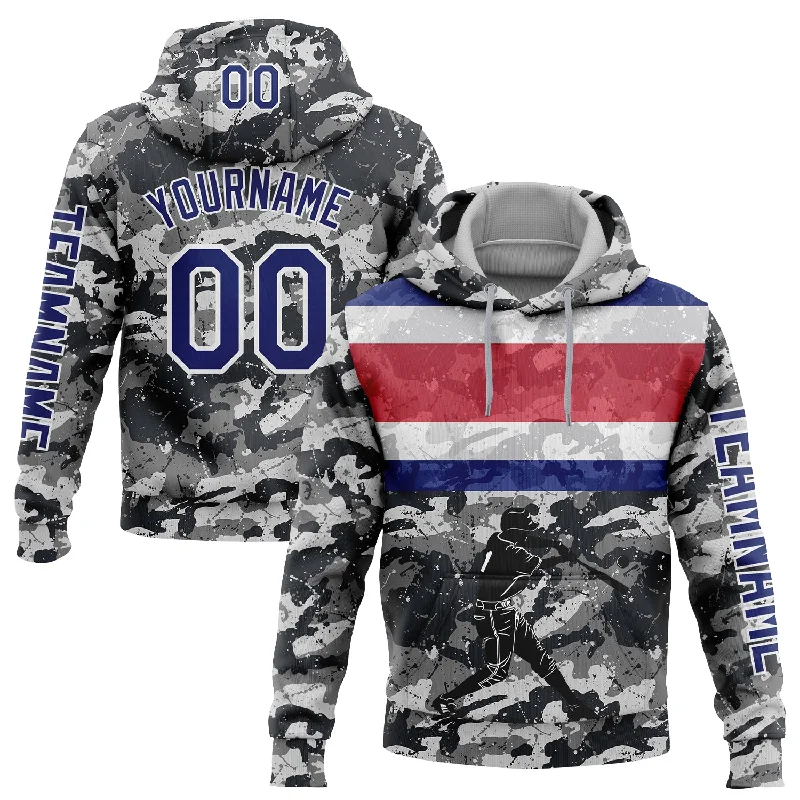 Relaxed Fit Pullover Hoodie for Comfort and Style-Custom Stitched Camo Royal-White 3D Costa Rica Costa Rican Flag Sports Pullover Sweatshirt Salute To Service Hoodie