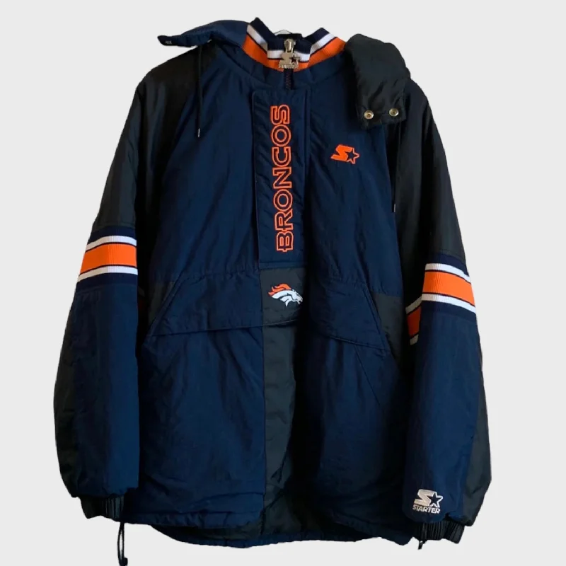 Versatile Puffer Jacket for Winter Protection-Vintage Denver Broncos Parka Jacket M