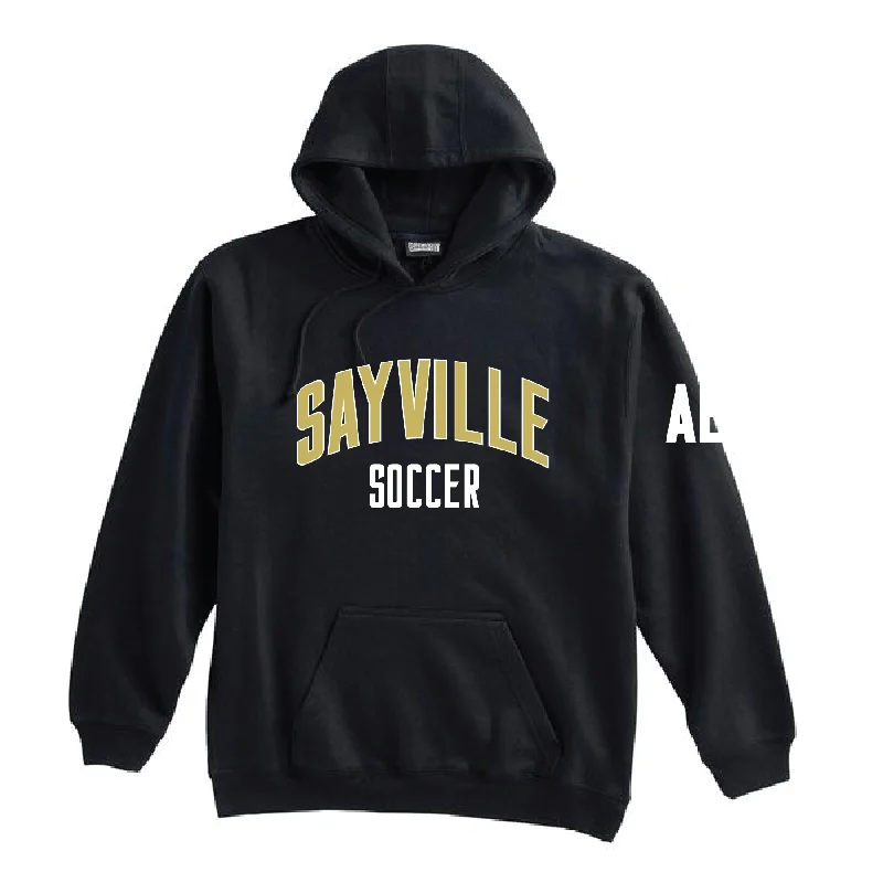 Graphic Hoodie for Unique Designs-Sayville HS Pennant Super 10 Hoodie Black