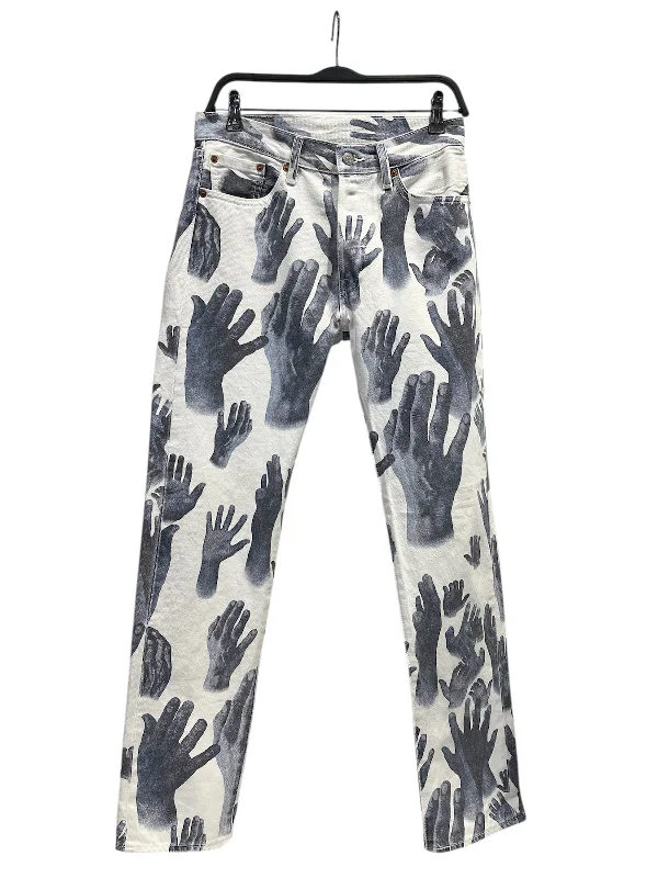 Comfortable Yoga Pants for Fitness Enthusiasts-DENIM TEARS/Straight Pants/30/All Over Print/Cotton/WHT/Button Fly/