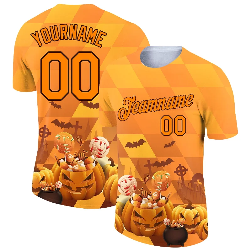 Personalized Family Reunion T-Shirt-Custom Bay Orange Black 3D Halloween Performance T-Shirt