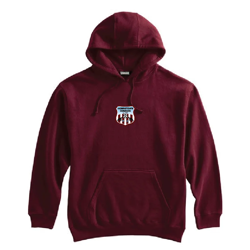 Soft Hoodie for Cozy Nights-Morristown Gunners Pennant Super 10 Hoodie Maroon