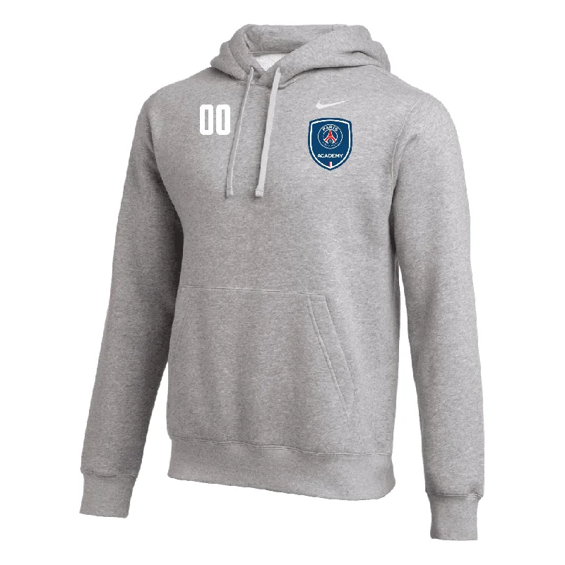 Sporty Hoodie for Active Lifestyles-PSG Academy Orlando Nike Badge Club Hoodie Grey