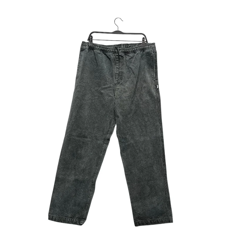 Sporty Sweatpants for Athletic Comfort-STUSSY/Straight Pants/L/Denim/GRY/DRAWSTRING ACID WASH