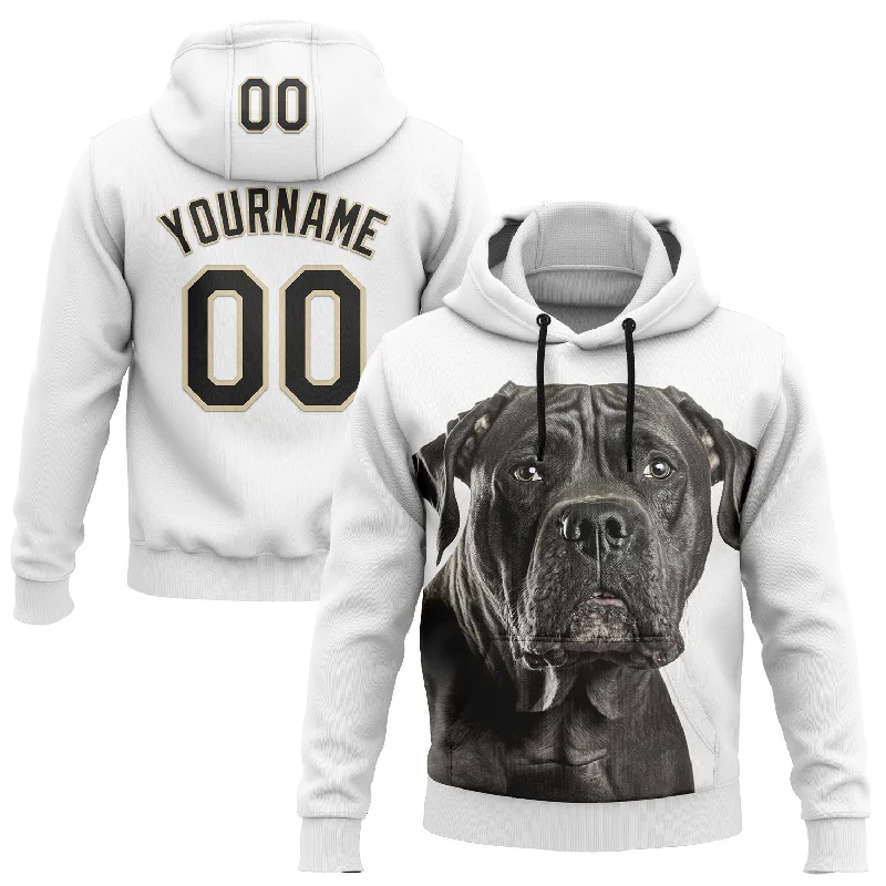 Soft Knit Hoodie for a Relaxed Fit-Custom Stitched White Black-Cream 3D Pattern Design Italiano Cane Corso Dog Sports Pullover Sweatshirt Hoodie