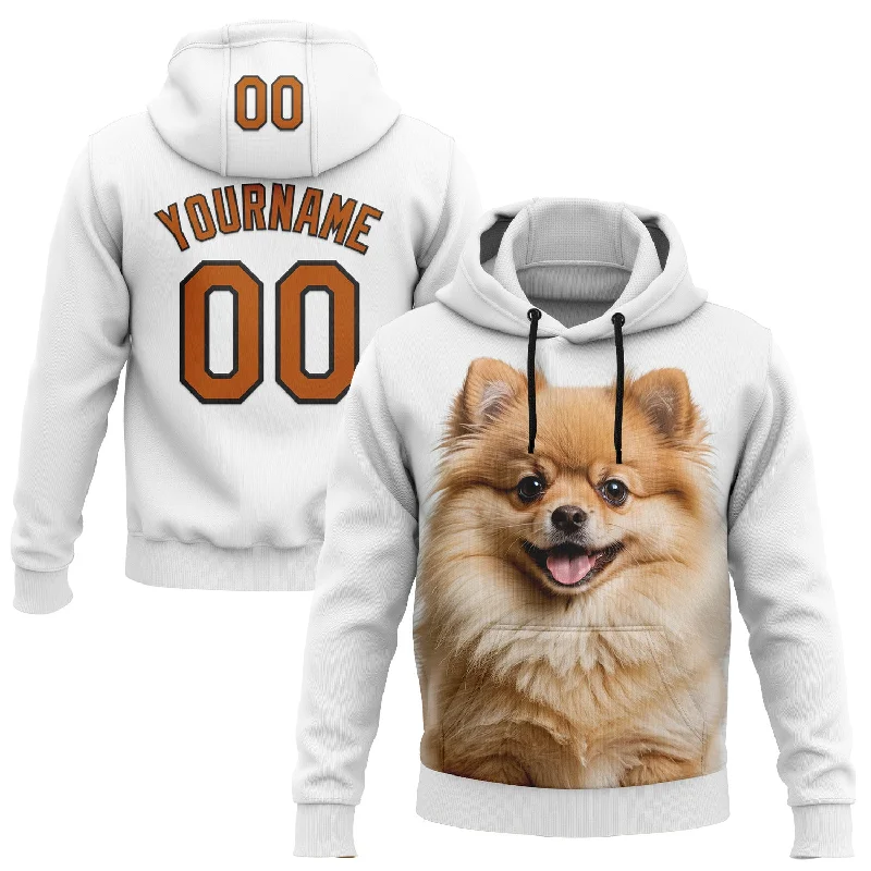 Customizable Hoodie for Personalized Style-Custom Stitched White Texas Orange-Black 3D Pattern Design Pomeranian Dog Sports Pullover Sweatshirt Hoodie