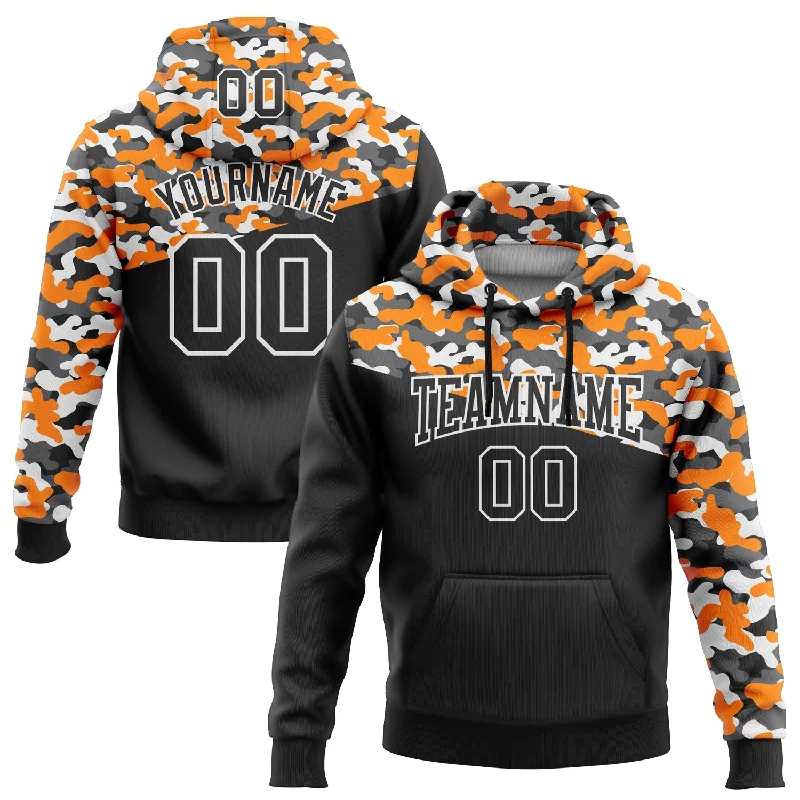 Relaxed Fit Hoodie for Weekend Vibes-Custom Stitched Camo Black Bay Orange-Steel Gray 3D Sports Pullover Sweatshirt Salute To Service Hoodie