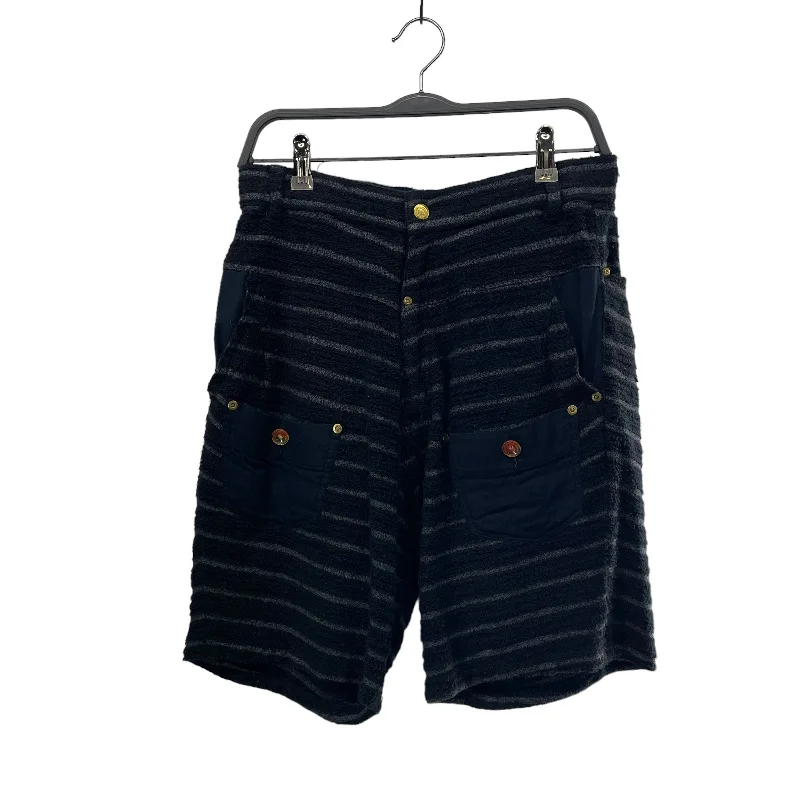 Classic Sport Shorts for Casual Wear-mercibeaucoup，/Shorts/0/Cotton/BLK/Stripe/SHIRT POCKETS / ORANGE BUTTONS