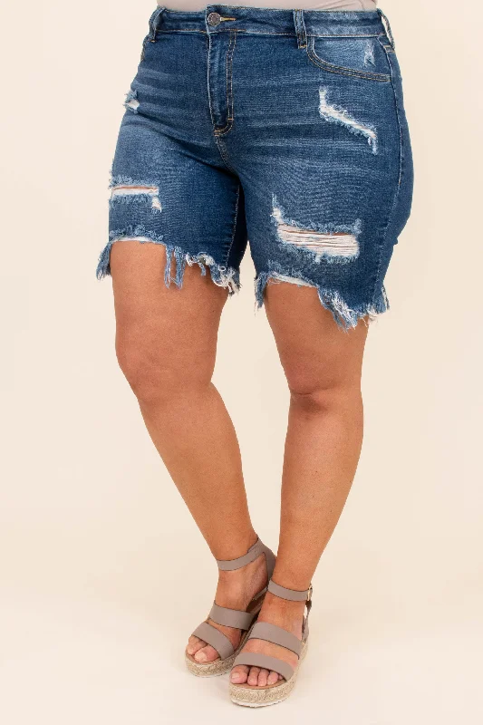 Relaxed Fit Lounge Shorts for Easy Comfort-New Day, New Me Shorts, Dark Wash