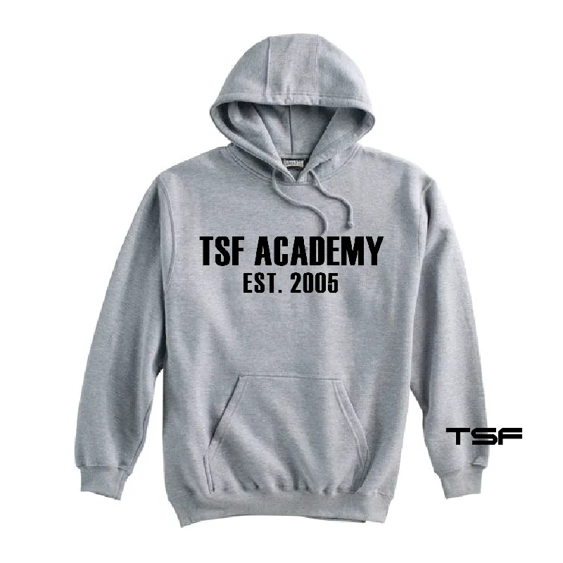 Sporty Hoodie for Jogging and Running-TSF Academy FAN 2005 Pennant Super 10 Hoodie Grey