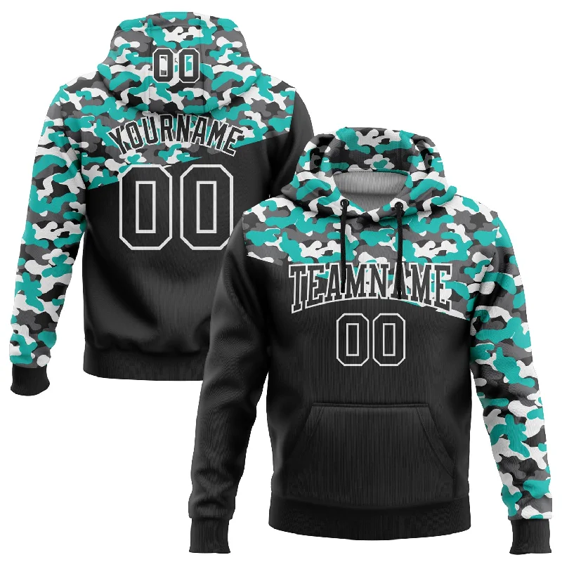 Comfortable Cotton Hoodie for All-Day Wear-Custom Stitched Camo Black Aqua-Steel Gray 3D Sports Pullover Sweatshirt Salute To Service Hoodie