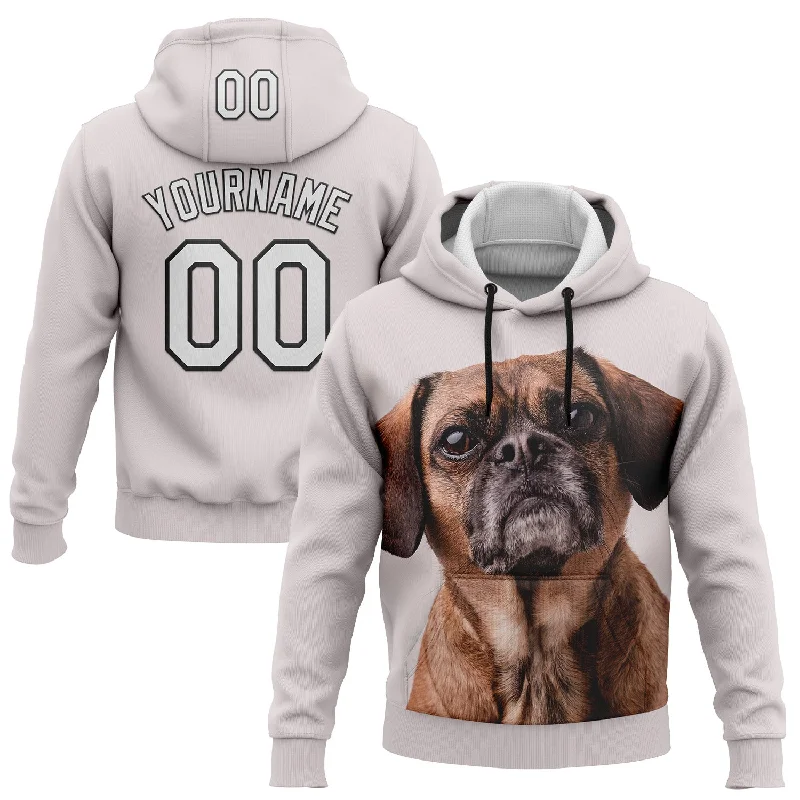 Zip Hoodie for Versatile Layering-Custom Stitched White Black 3D Pattern Design Puggle Sports Pullover Sweatshirt Hoodie