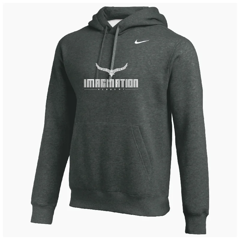 Hoodie with Bold Prints for Statement Fashion-Imagination Academy FAN Large Logo Nike Club Hoodie Anthracite