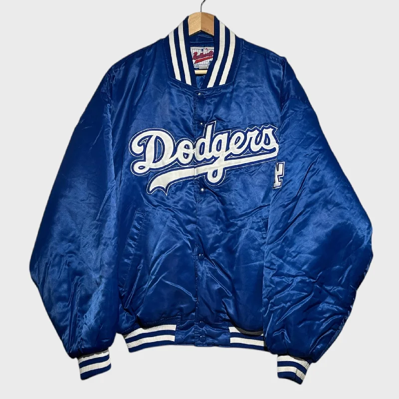 Casual Bomber Jacket for Street Style-Vintage Los Angeles Dodgers Satin Jacket L