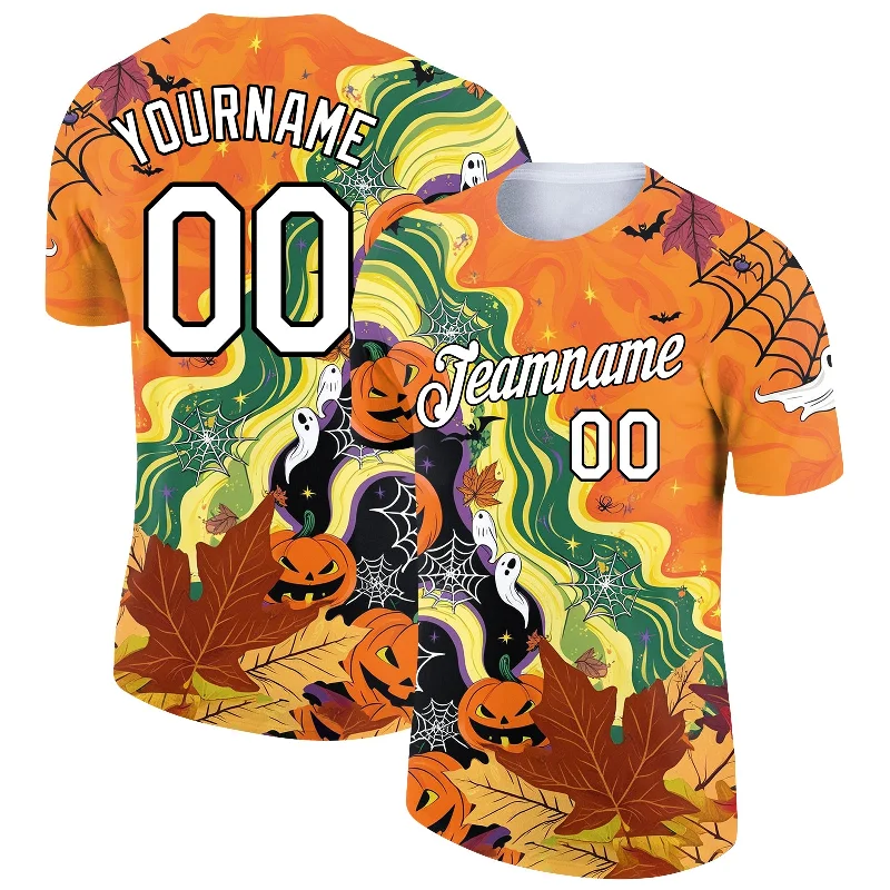 Casual T-Shirt for Easy, Everyday Style-Custom Bay Orange White-Black 3D Halloween Performance T-Shirt