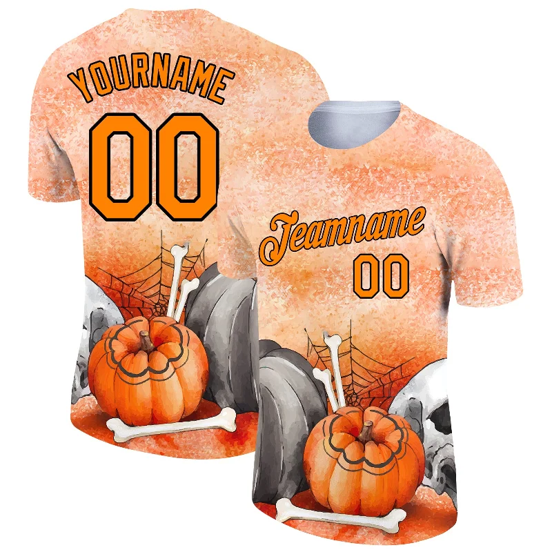 Vintage-Inspired T-Shirt for Retro Looks-Custom Bay Orange Black 3D Halloween Performance T-Shirt