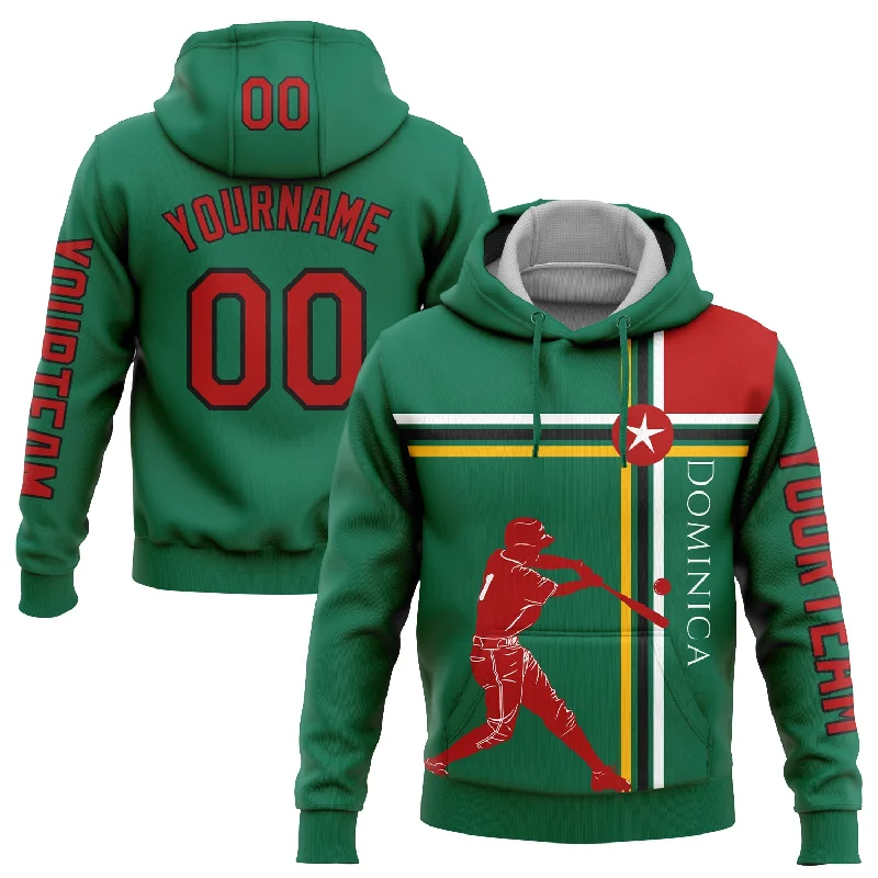 Basic Hoodie for Simple, Classic Style-Custom Stitched Kelly Green Red Gold-Black 3D Dominic Dominican Flag Sports Pullover Sweatshirt Hoodie