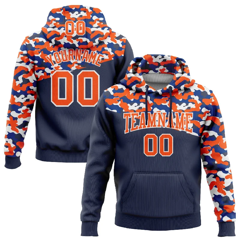 Colorblock Hoodie for Modern Appeal-Custom Stitched Camo Orange Navy-Royal 3D Sports Pullover Sweatshirt Salute To Service Hoodie