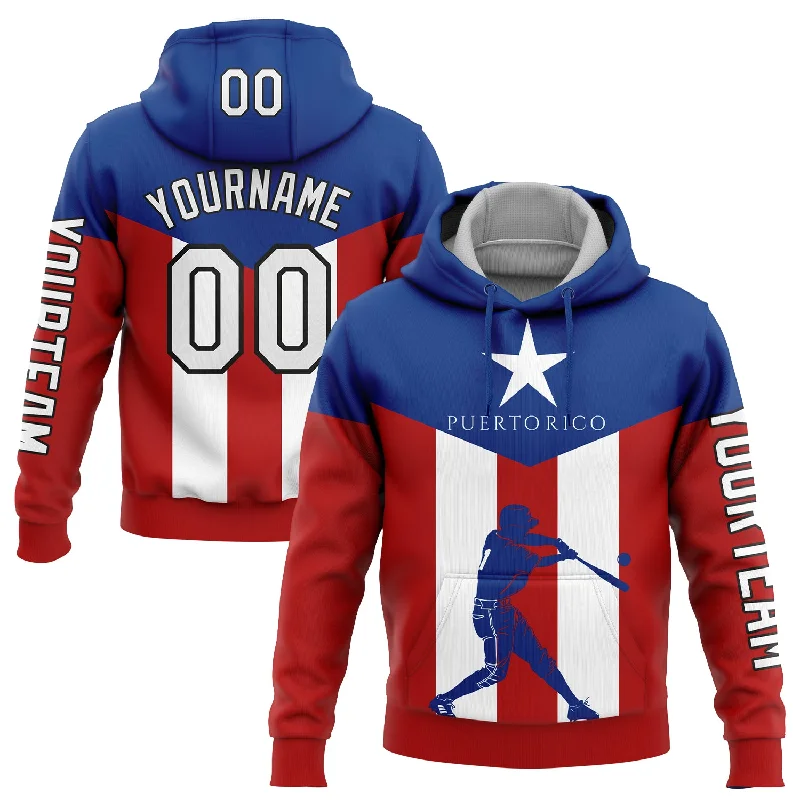 Cozy Hoodie for Layering in Fall and Winter-Custom Stitched Red Royal-Black 3D Puerto Rico Puerto Rican Flag Sports Pullover Sweatshirt Hoodie