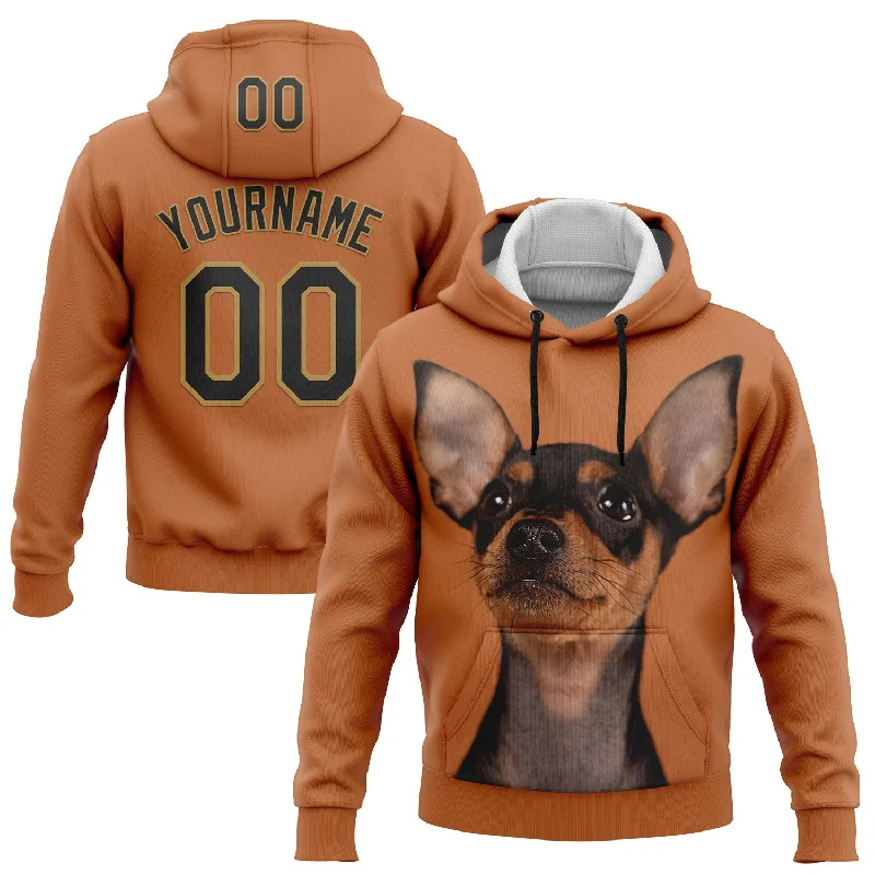 Trendy Cropped Hoodie for Fashionable Look-Custom Stitched Orange Black-Old Gold 3D Pattern Design Prague Ratter Sports Pullover Sweatshirt Hoodie