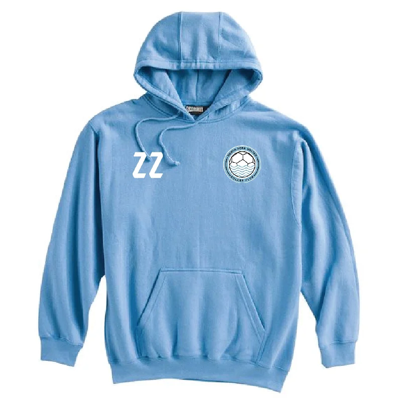 Cozy Hoodie with Ribbed Cuffs for Fit-North Fork United Soccer Club Pennant Super 10 Hoodie Carolina Blue